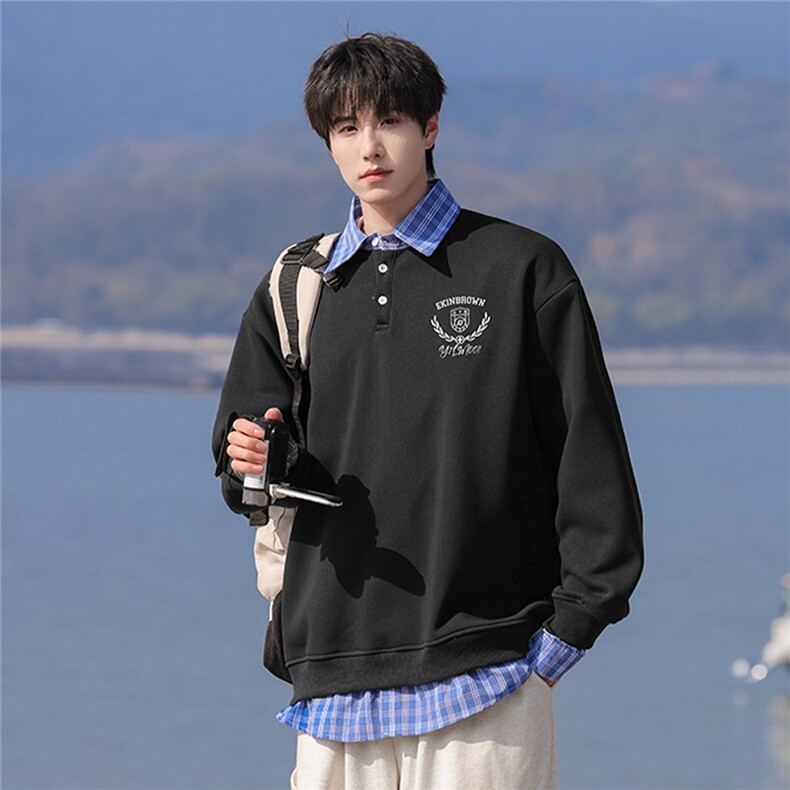 假两件大码M-5XL卫衣表面棉底部聚酯纤维78074P59控88，男装卫衣，星座226-1