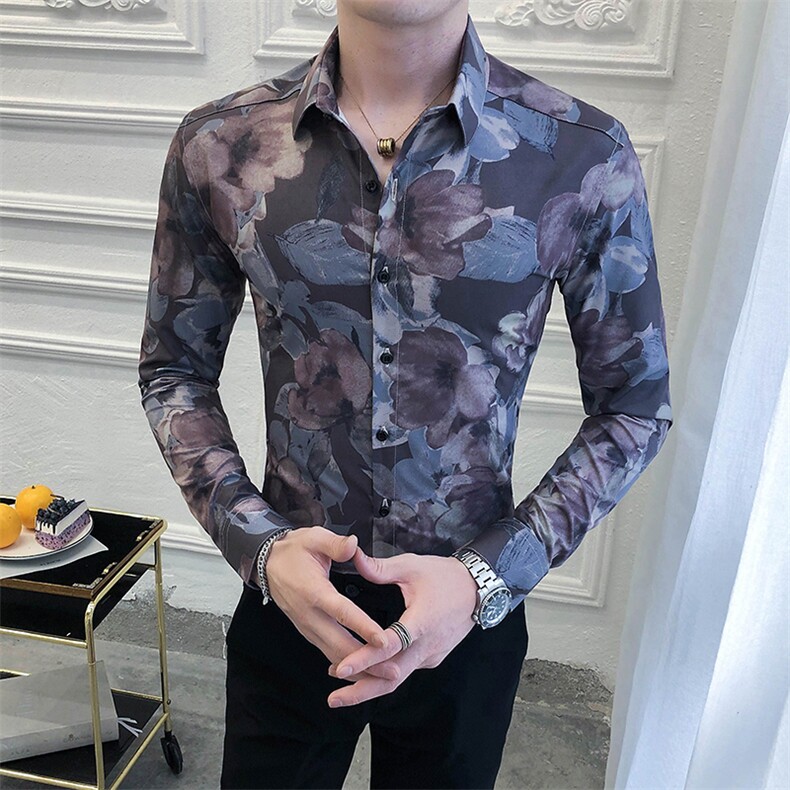 312A-5-292-P55长袖高级感秋季休闲英伦发型师韩版纯色男士衬衣,男装衬衫,星座312A-5