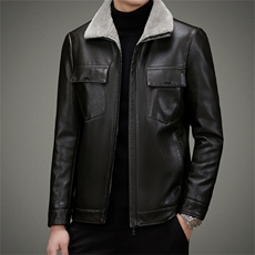 AW2201钱塘2020-3中年男士秋冬季厚款新款商务休闲皮衣外套P190，男装皮衣，钱塘207-3