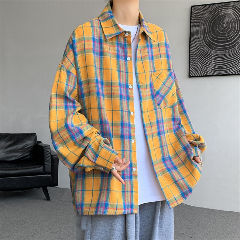 常年现货CS7128-P35特控58早秋大码宽松格子衬衫外套,男装衬衫,电商D232