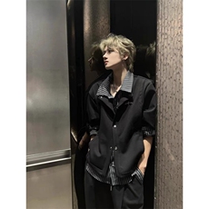 高街潮牌假两件开衫卫衣港风原宿风韩版潮流宽松外套，女装短外套，四季星座505