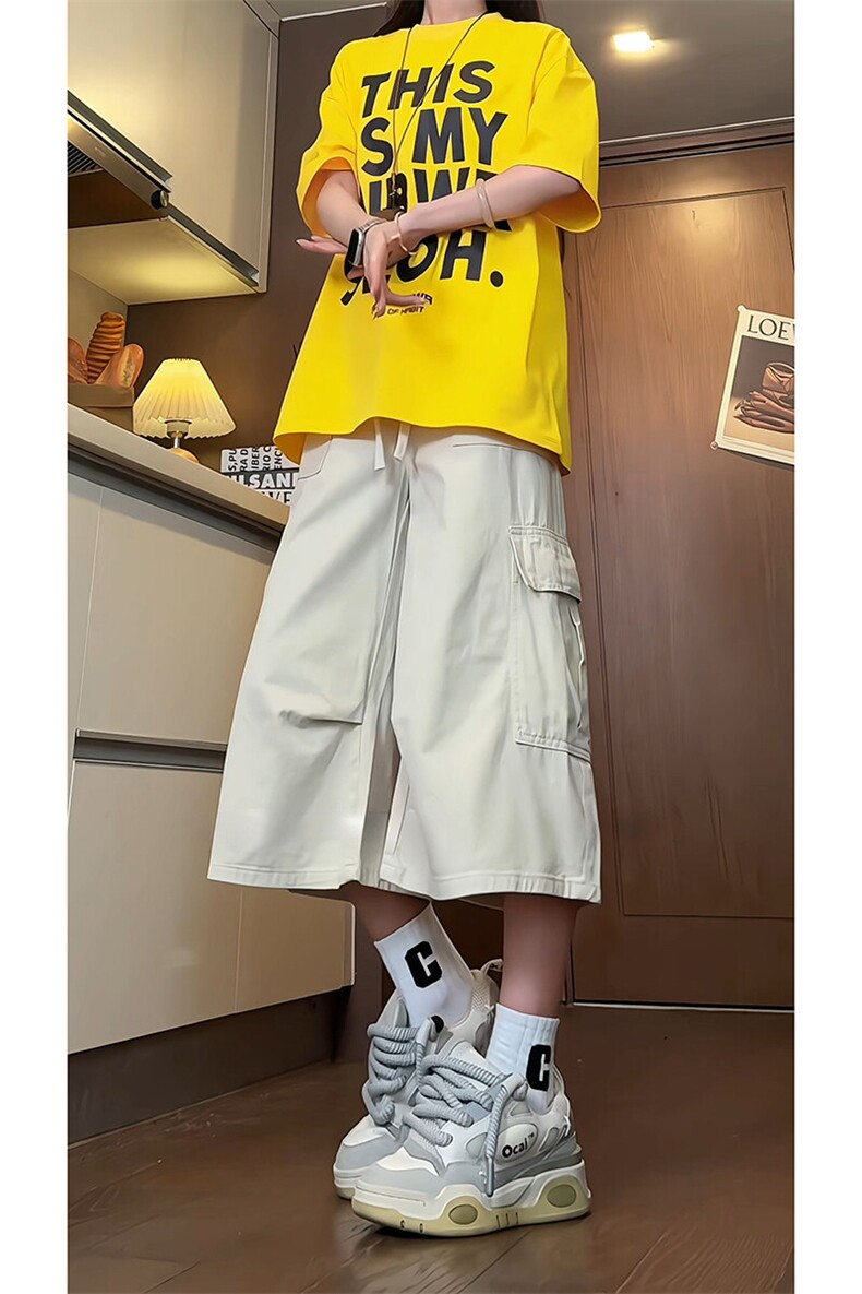 夏季新款美式高街2025工装七分裤男多口袋阔腿裤子-A2018TP45控68,男装牛仔裤,电商B241