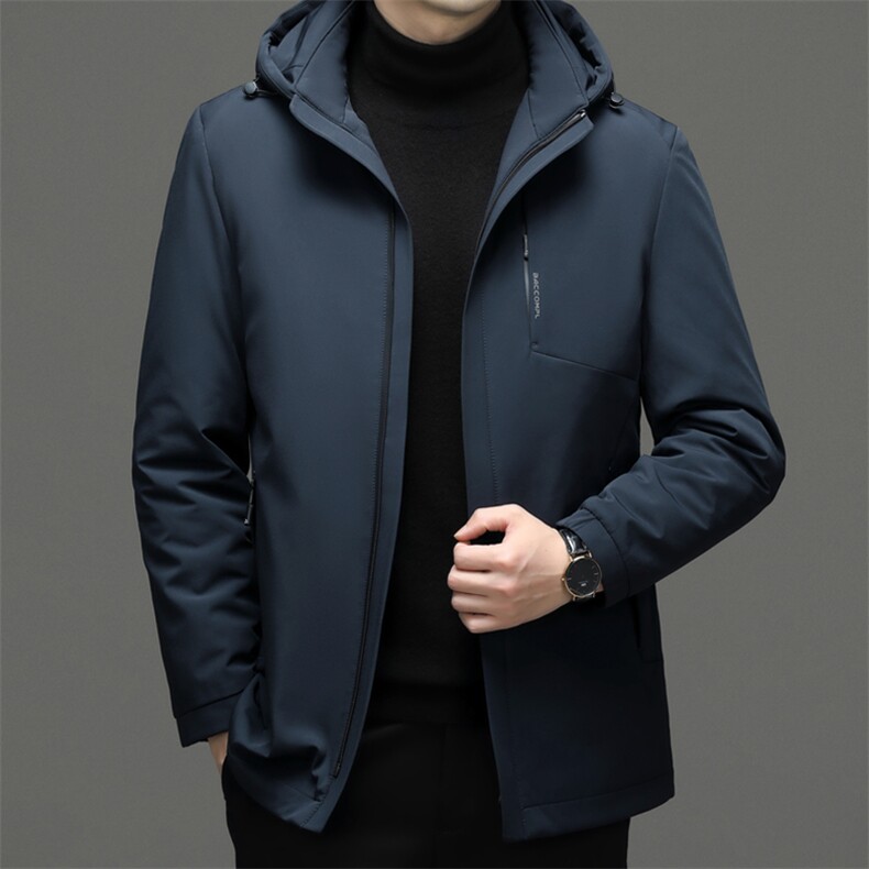 男新款加厚保暖羽绒服上衣冬季中年男士休闲连帽可脱卸内胆外套,男装羽绒服,电商B212（原钱塘6029）