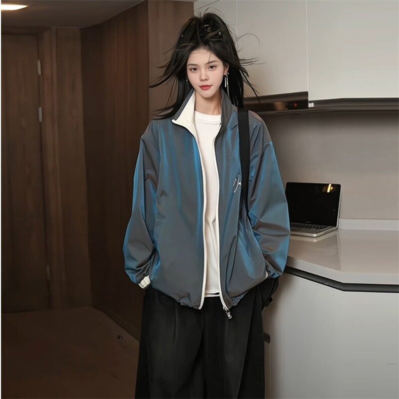 网络图现货正反穿渐变炫彩夹克男潮牌美式痞帅外套RK107-P80图片