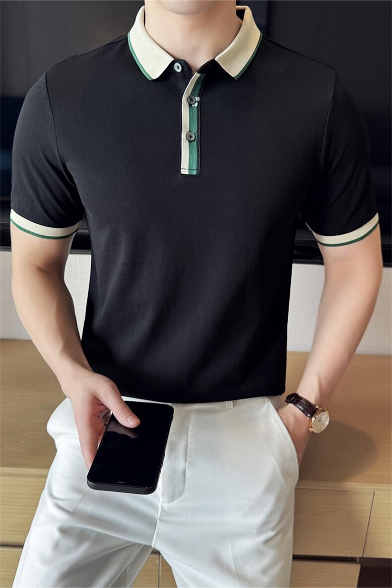 2026夏季新款织带高级感短袖T恤帅气翻领Polo衫T0281-P53,男装T恤,电商D342