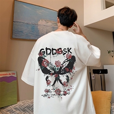 已注册/夏季内景港风潮牌纯棉圆领短袖T恤男宽松体恤衫DT9676/P25，男装T恤，电商B316