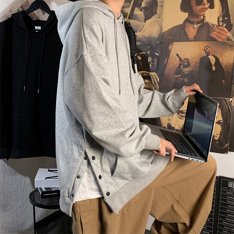 春秋潮牌宽松连帽套头衫开叉秋季排扣休闲卫衣中性外套WY750-p40，男装卫衣，星座1008