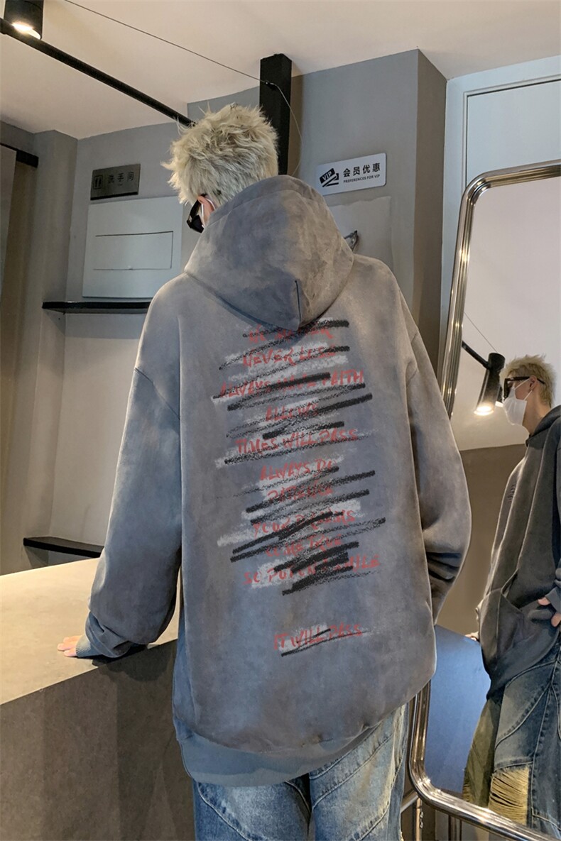 2024美式复古松连帽麂皮绒卫衣XZ301B-JB1010-P55,男装卫衣,星座301B