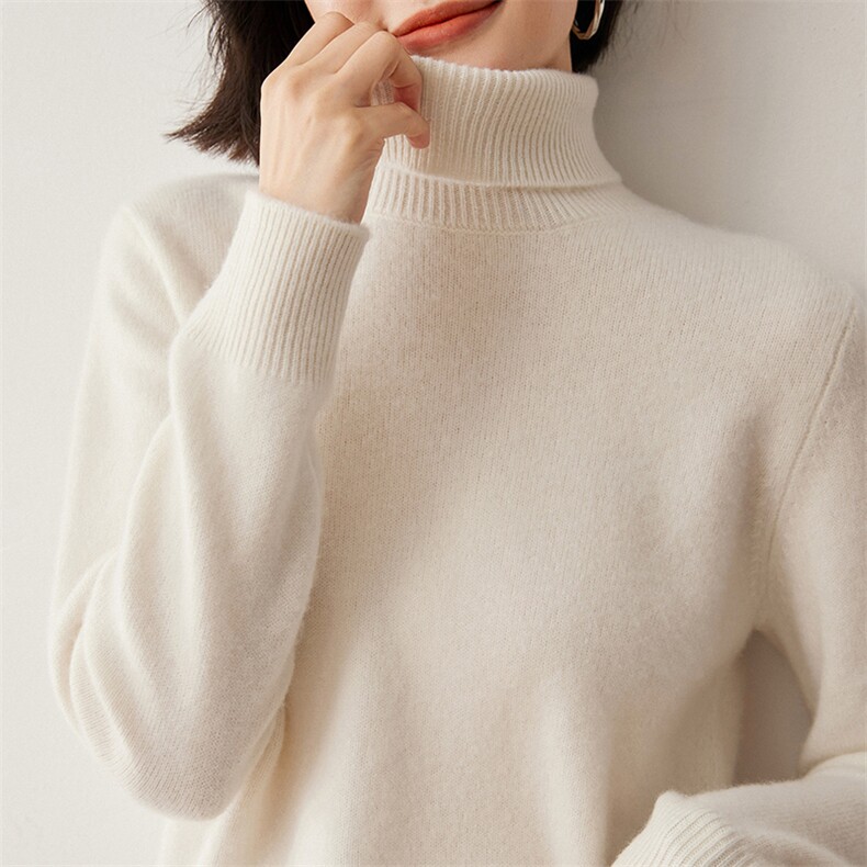 半高领加厚山羊绒衫毛衣女套头秋冬季欧货高端新款宽松打底针织衫,女装羊绒衫,蒂暖羊绒