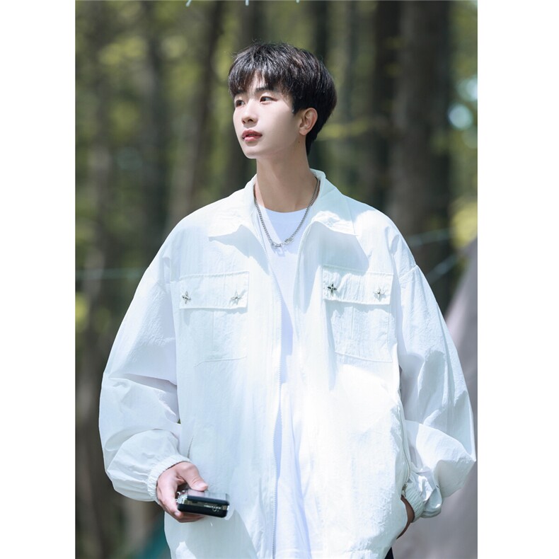 港风外景工装大口袋防晒衣男户外情侣潮牌防晒服FS77006P50控78，男装防晒衣，星座227-7