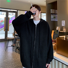 纯色简约毛衣男士秋冬季新款宽松休闲cleanfit针织衫开衫连帽外套，男装针织衫/毛衣，星座410-7