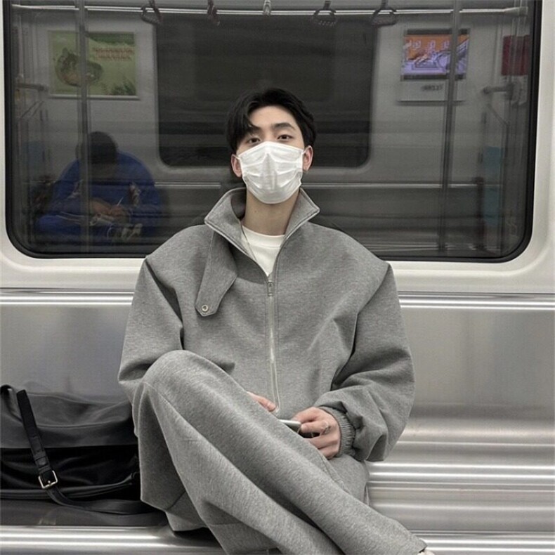 【有货】D8892-P85垫肩短款外套男春秋美式高级感男立领机车夹克,男装夹克,星座603-2