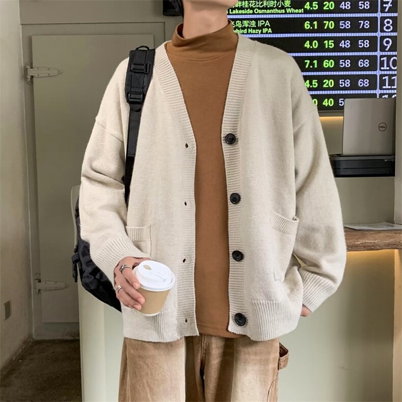 新款开衫长袖原宿风男潮流秋季休闲V领流行毛衣针织衫,男装针织衫/毛衣,星座410-6（原星座1304-1）