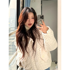韩系甜美毛领波点棉服外套女学生冬季新款学院风短款保暖加厚棉袄，男装棉衣，星座1210-1
