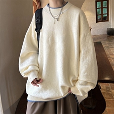 控78假两件毛衣男大码加绒针织衫男毛线衣M80099-P55加绒P70，男装针织衫/毛衣，电商A040
