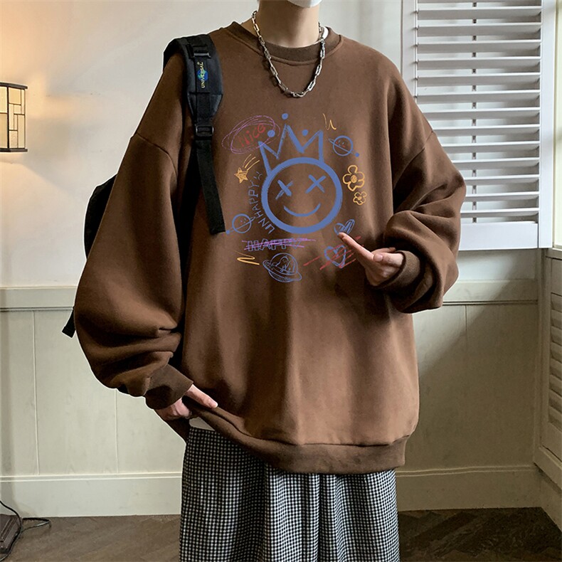 圆领卫衣男大码加厚加绒长袖t恤男S6180-P28加绒款-P33,男装卫衣,电商A040
