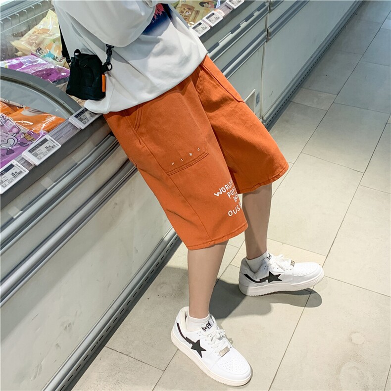 D093-P35控48小众美式复古篮球裤子大码高街潮ins五分裤,男装牛仔裤,星座116