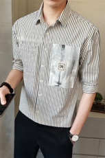 新款男士夏季中袖衬衫休闲拼接撞色衬衣潮流上衣男装C1706-P68，男装衬衫，电商A237