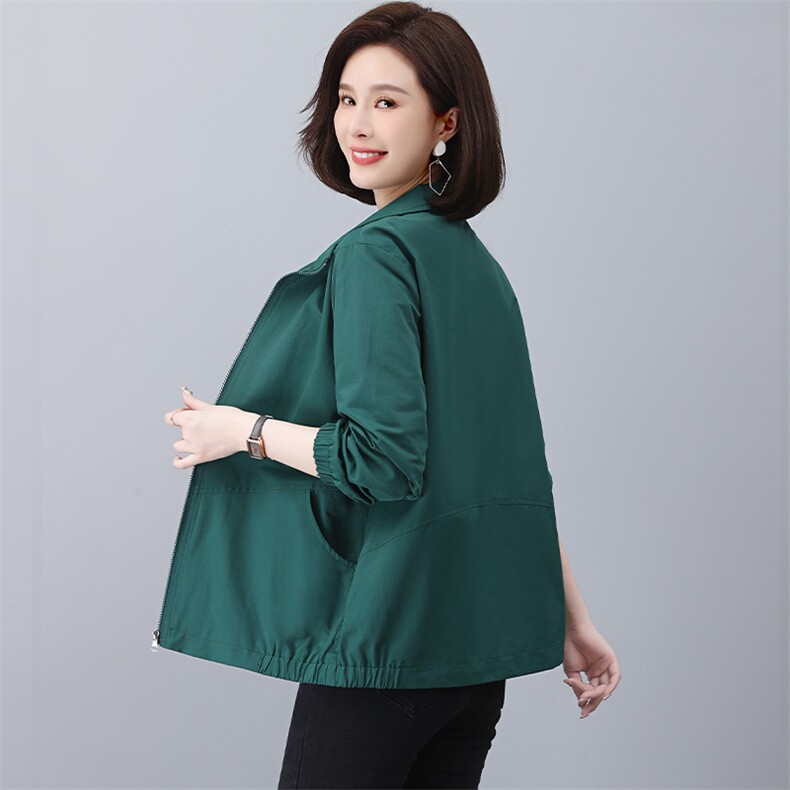 纯棉短外套女2025春秋新款大码宽松休闲小外衣中年妈妈装夹克上衣,女装短外套,3200格调