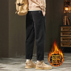 特批秋冬季休闲裤男锥形直筒宽松九分工装长裤子J822-P48/加绒P55，男装工装外套，星座509
