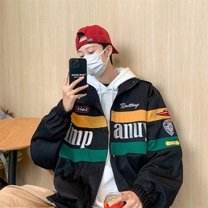 情侣装美式复古机车服外套男春秋季款刺绣小众超火潮夹克 W201图片