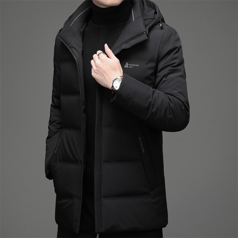 羽绒服中长款男士冬季白鸭绒保暖连帽休闲外套YYYR00012-P290,男装羽绒服,钱塘6003A(原)4033A