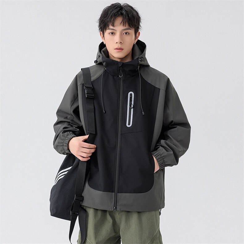 新款硬汉风户外夹克男连帽撞色上衣冲锋衣外套A157B-JK7871-P80图片