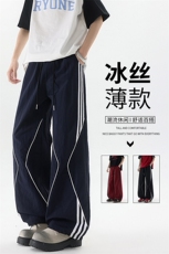 美式高街条纹裤子男夏季冰丝宽松冲锋户外工装伞兵阔腿裤KZ047P55，男装休闲裤，电商B312