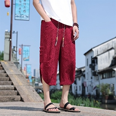 新中式提花盘扣宽松休闲七分裤802-P55，男装牛仔裤，星座816A（原B366）