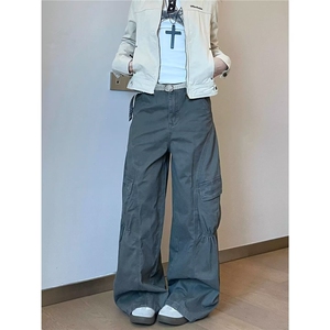 原宿街头嘻哈个性时髦复古弯刀宽松直筒休闲裤拖地阔腿裤男女图片