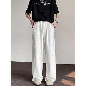 复古白色牛仔裤男女2025夏季基础纯色直筒裤宽松休闲裤子 KG958图片