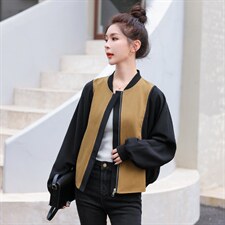 拼接撞色棒球服外套女秋季新款2022百搭休闲拉链开衫夹克短上衣潮，女装短外套，辉之琳