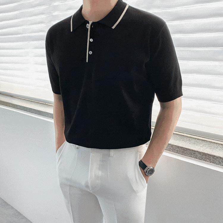 夏季polo衫男短袖韩版冰丝薄款针织衫翻领男士半袖T205-P37,男装T恤,星座208-5