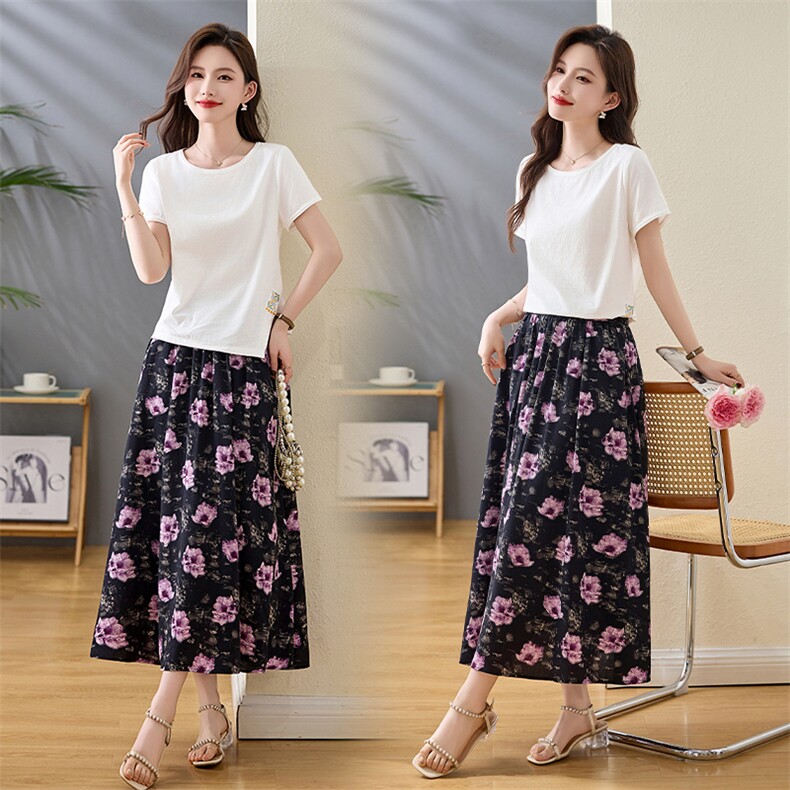 韩系时尚半裙2026夏季新品减龄休闲百搭松紧腰碎花半身裙女1542,女装半身裙,倪叶myz