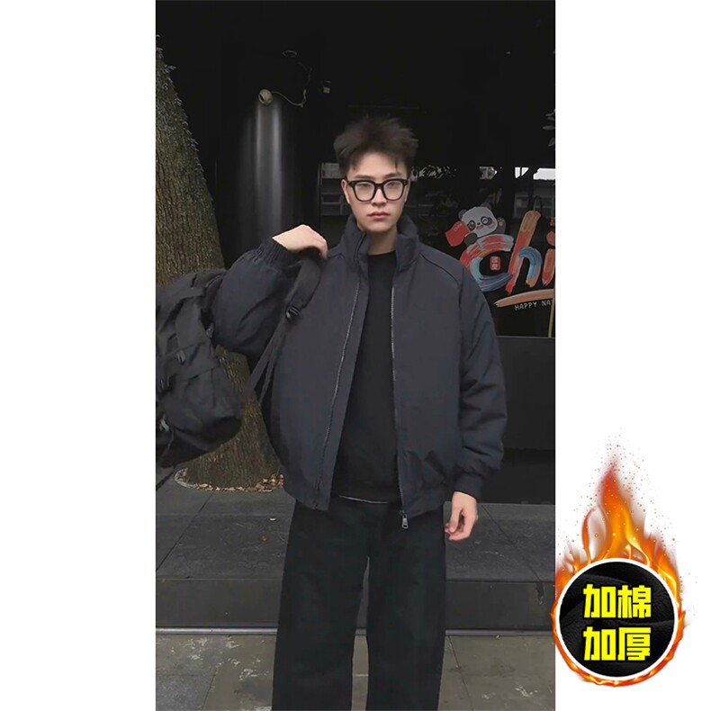 现货美式高街休闲棉衣夹克三防立领纯色户外工装加厚棉服外套,男装夹克,电商A486
