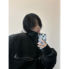 港风美式复古拉链拼接设计感立领夹克棉服XZ213-MF01-P148控168，男装夹克，星座213