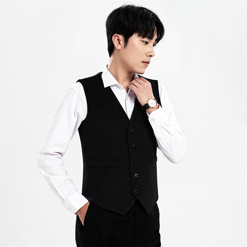 时尚男士秋冬羊毛马甲简约百搭商务休闲背心高品质纯色无袖外套男装，男装背心/马甲，牧绒家园