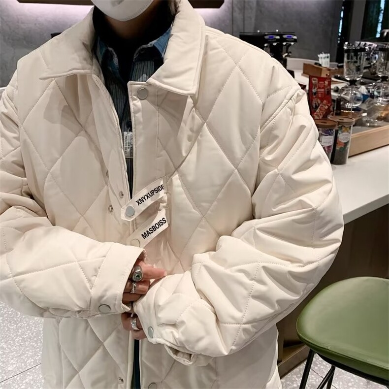 羽绒棉服男款冬季美式轻薄棉衣外套男生菱形格DW90P85,男装棉衣,星座1116-2