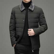21冬季新款90羽绒服男翻领宽松休闲简约百搭毛领外套DD21703-P250,男装羽绒服,电商B212（原钱塘6029）