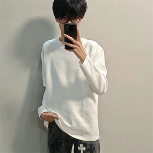 抖音得物品质26春装美式高街曼巴棉螺纹拼接卫衣圆领长袖T恤YT164图片
