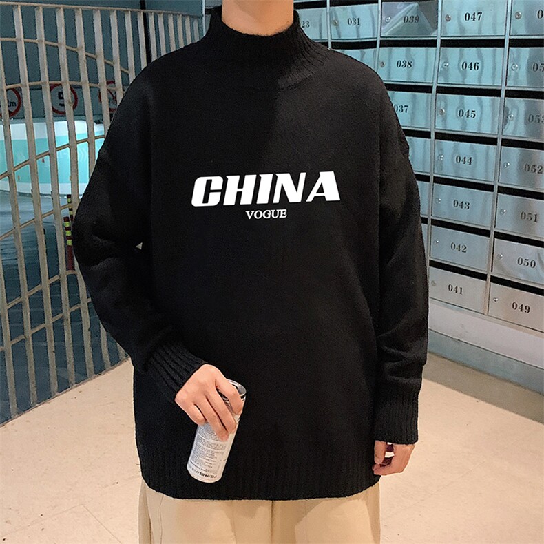 M18001-P45加绒款-P65半高领毛衣男士大码针织衫男毛线衣男,男装针织衫/毛衣,电商A040