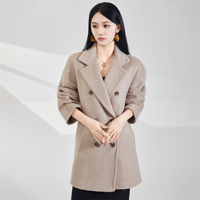 2025年秋季时尚百搭通勤简约休闲加厚宽松大衣，女装双面呢大衣，澳纯羊绒