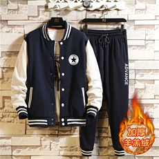 2025秋冬季新款羊羔绒棒球服卫衣套装潮XZ102A-4-531-P115，男装休闲套装，星座211-2