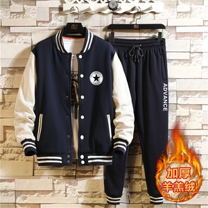 2025秋冬季新款羊羔绒棒球服卫衣套装潮XZ102A-4-531-P115图片