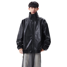 男士黑色亮面皮衣外套春季宽松百搭机车风上衣潮XZ309JK8630P80，男装皮衣，星座309（原A406）