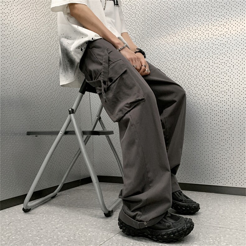 美式牛仔裤男女韩版潮流高街多口袋个性2023夏季ins长裤K4206-P56图片