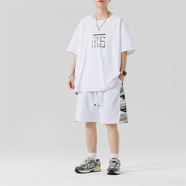 青少年夏季2025短T短裤一套潮牌帅气休闲套装XZ301b-2-TZ16TP38,男装T恤,星座301B-2（原A443-1）