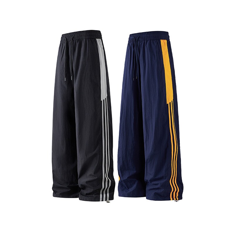 白底平铺立体冰丝裤条纹休闲裤男夏薄款裤直筒阔腿运动裤KZ061P45，男装休闲裤，电商B312