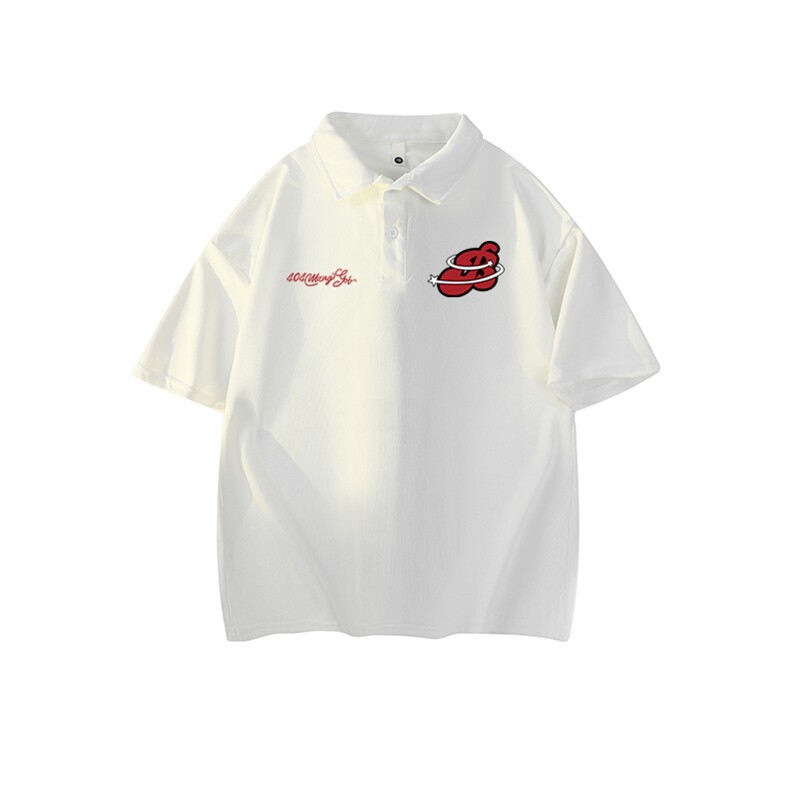 抖音得物供货现货网眼透气翻领T恤美式宽松潮牌短袖POLO衫APL17，男装T恤，电商A443