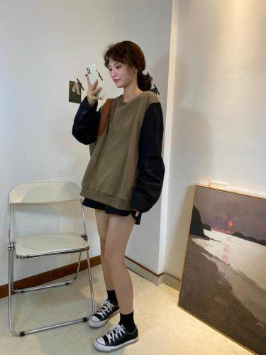 7099#压格拼接西装袖卫衣，女装西装，续加 XJ